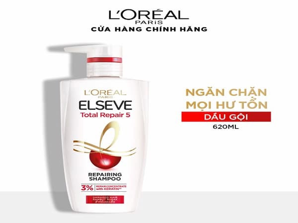 Dầu gội giúp phục hồi tóc hư tổn L'oreal Paris Elseve Total Repair 5 Filler Repairing Shampoo