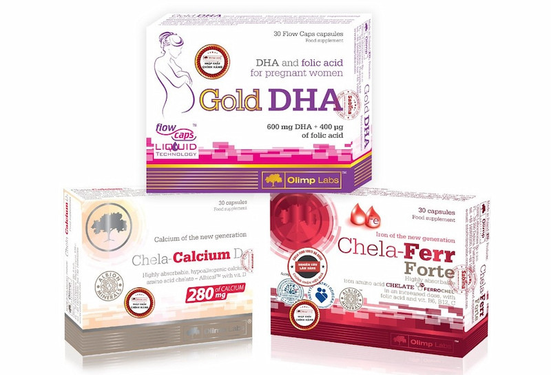 Chela-Ferr Forte, canxi Chela-Calcium D3 và Gold DHA
