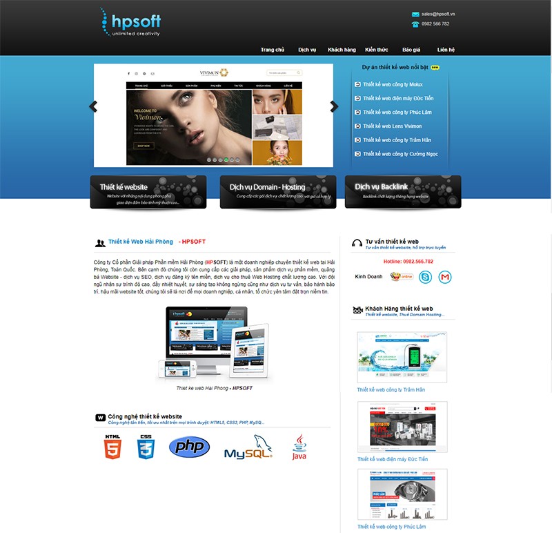 HPSOFT cung cấp dịch vụ thiết kế website tại Hải Phòng đẹp nhất